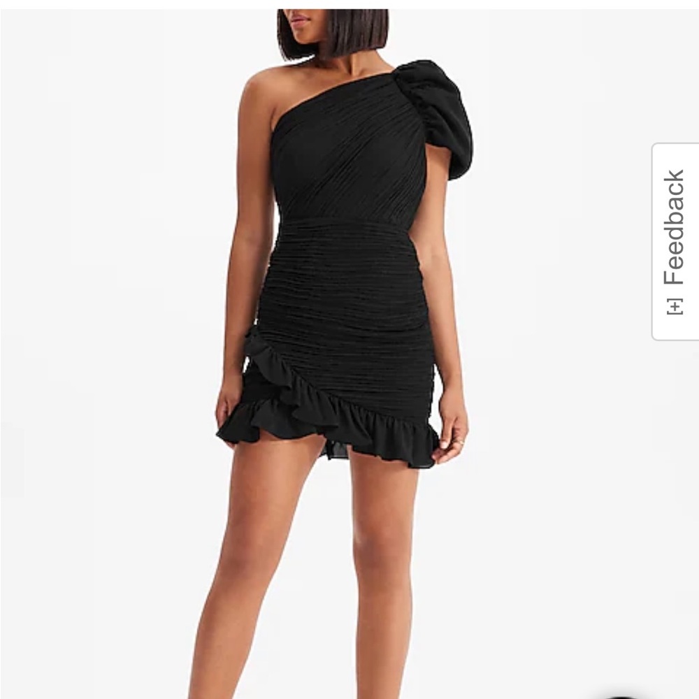 One Puff Shoulder Ruched Ruffle Mini Dress (NWT)
Size Large - Picture 2 of 4